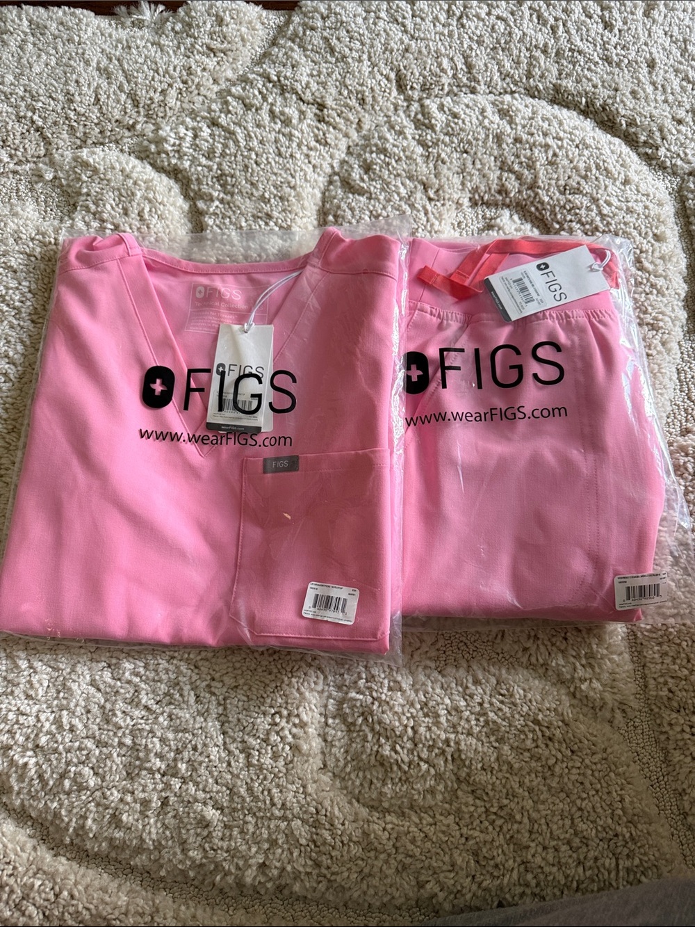 FIGS Catarina Top & Isabel Wide Leg Pant Sunrise Pink